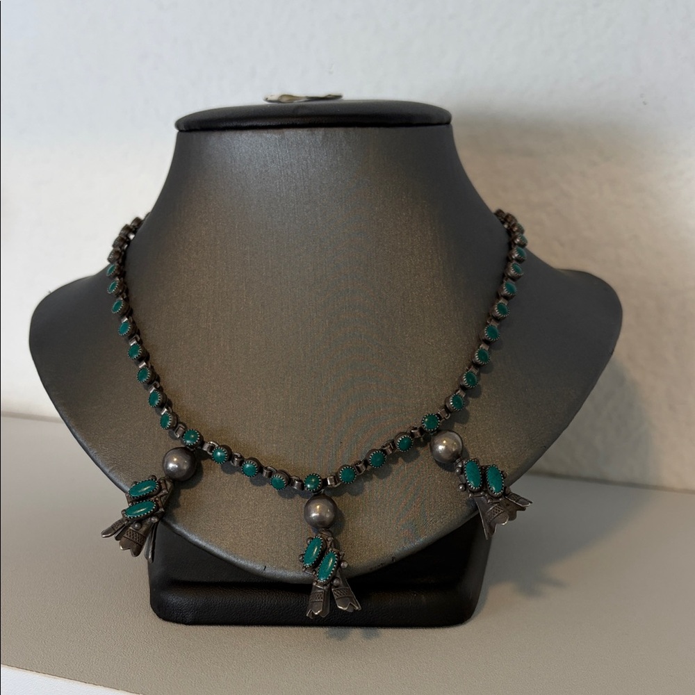 Turquoise Bead Sterling-Style Pendant Necklace - Green Accent
